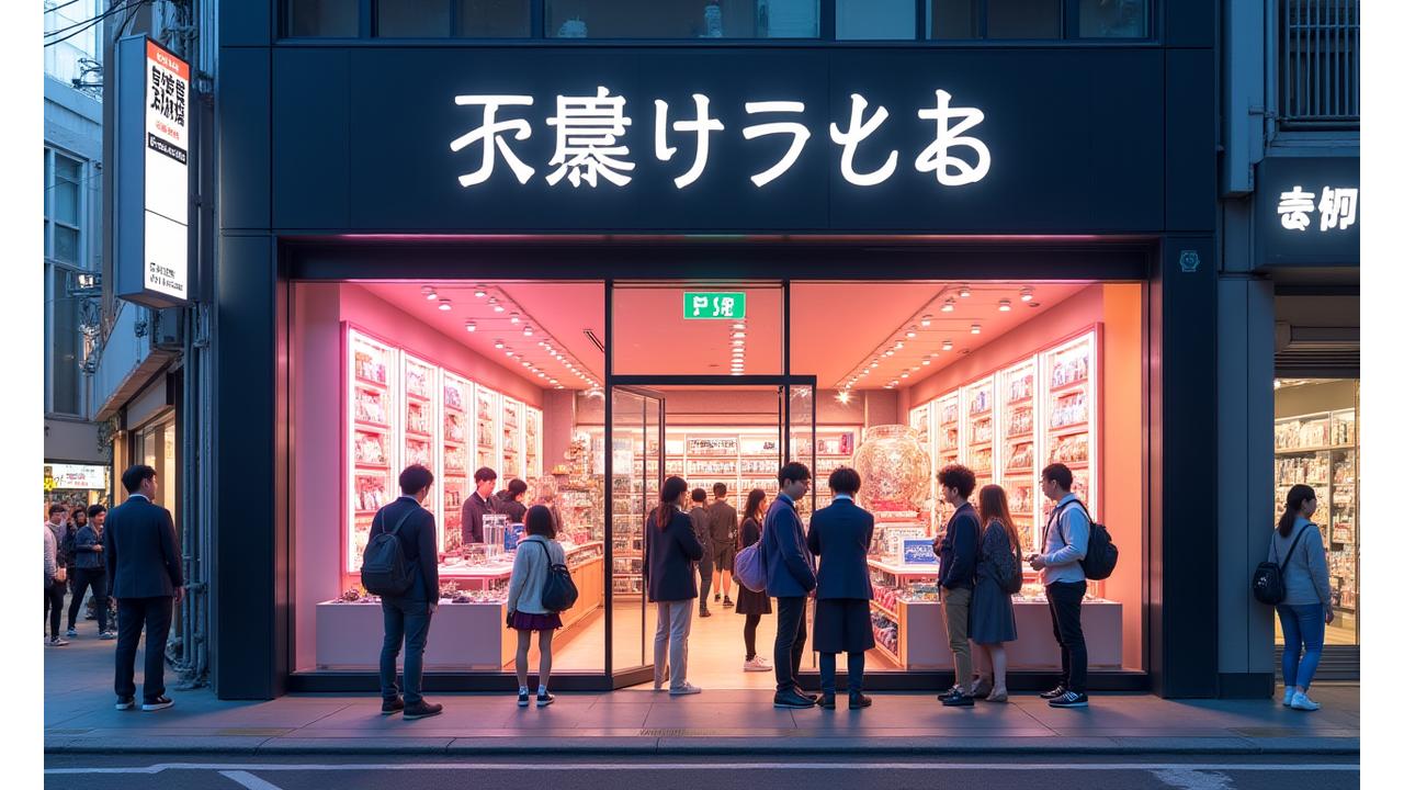 2020年 Otaku Niji Studios渋谷旗艦店の外観、賑やかな様子