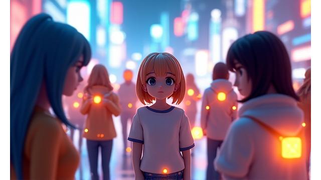 VR空間でアバターが交流する様子