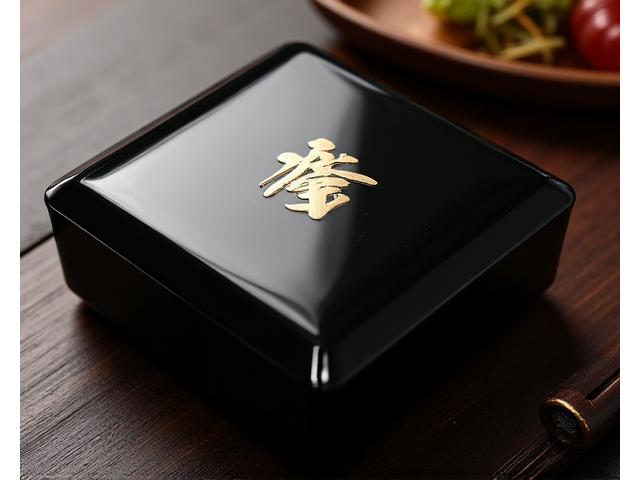 人気アニメのロゴがデザインされた高級漆器の弁当箱