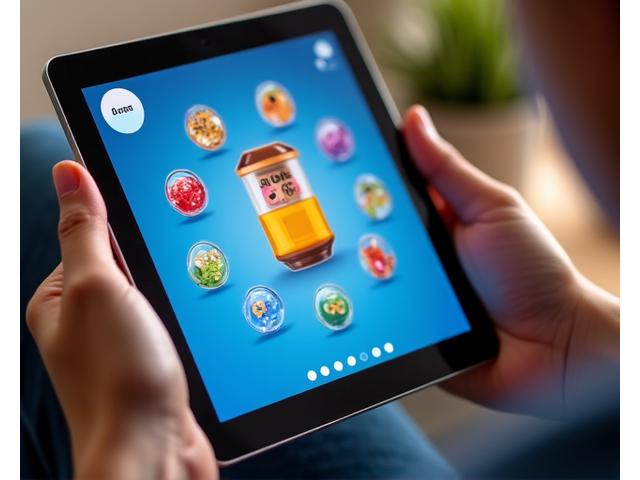 タブレットでオンラインガシャポンを回している手元