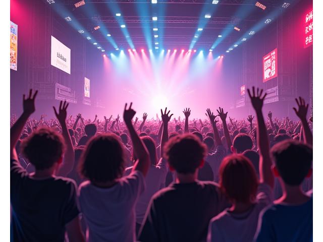 イベント会場で盛り上がるアニメファンたち